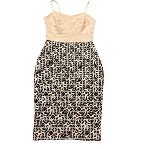 Cooper St Elegant Cream and Black Geometric Dress